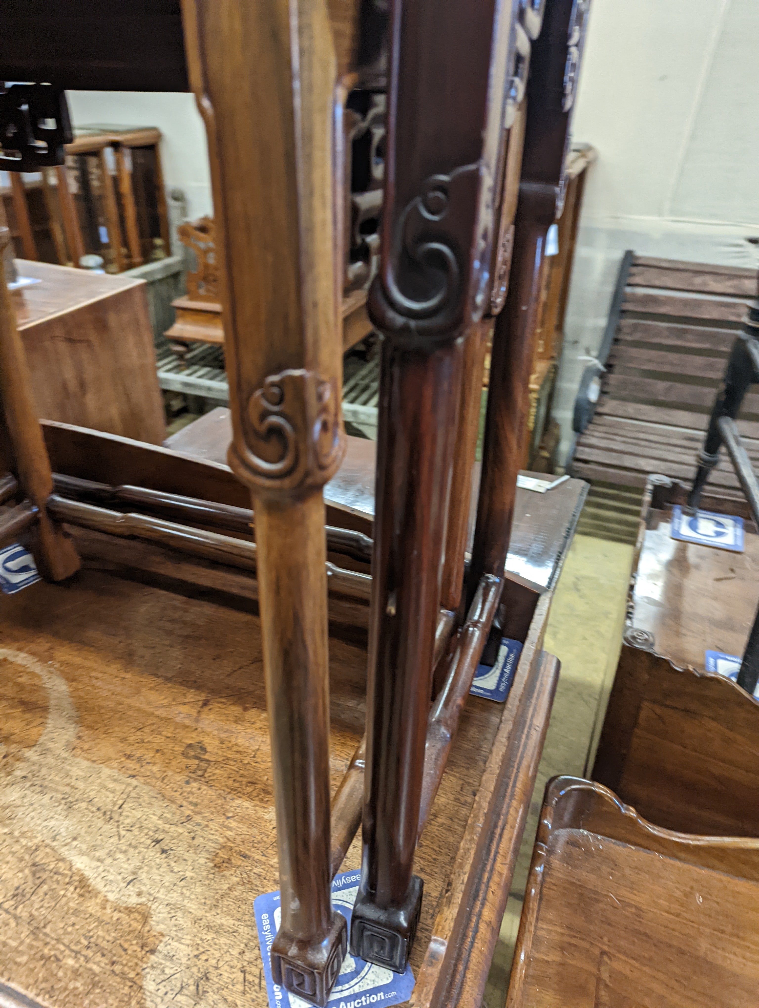 A nest of three Chinese rectangular tea tables, width 61cm, depth 36cm, height 66cm